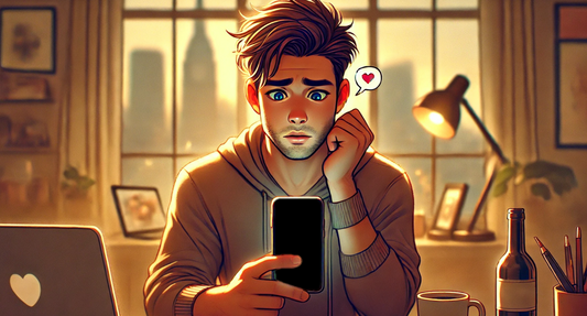 Man on dating app phone but no matches he is sad looking at his phone with no matches